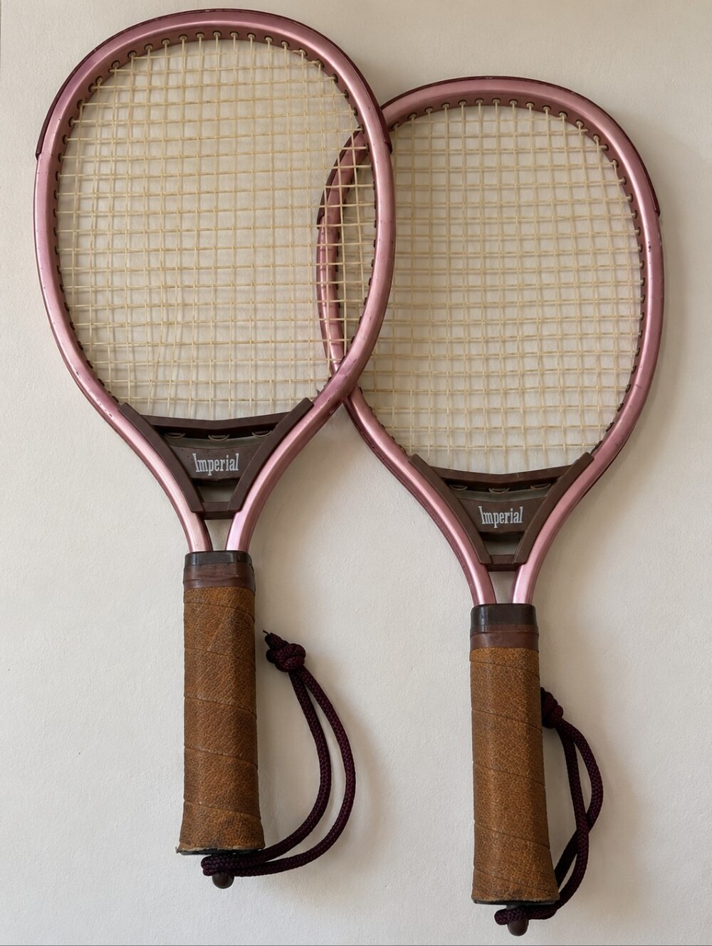 Vintage Imperial Racquetball Racquets Metallic Pink Matching Pair 18" Retro